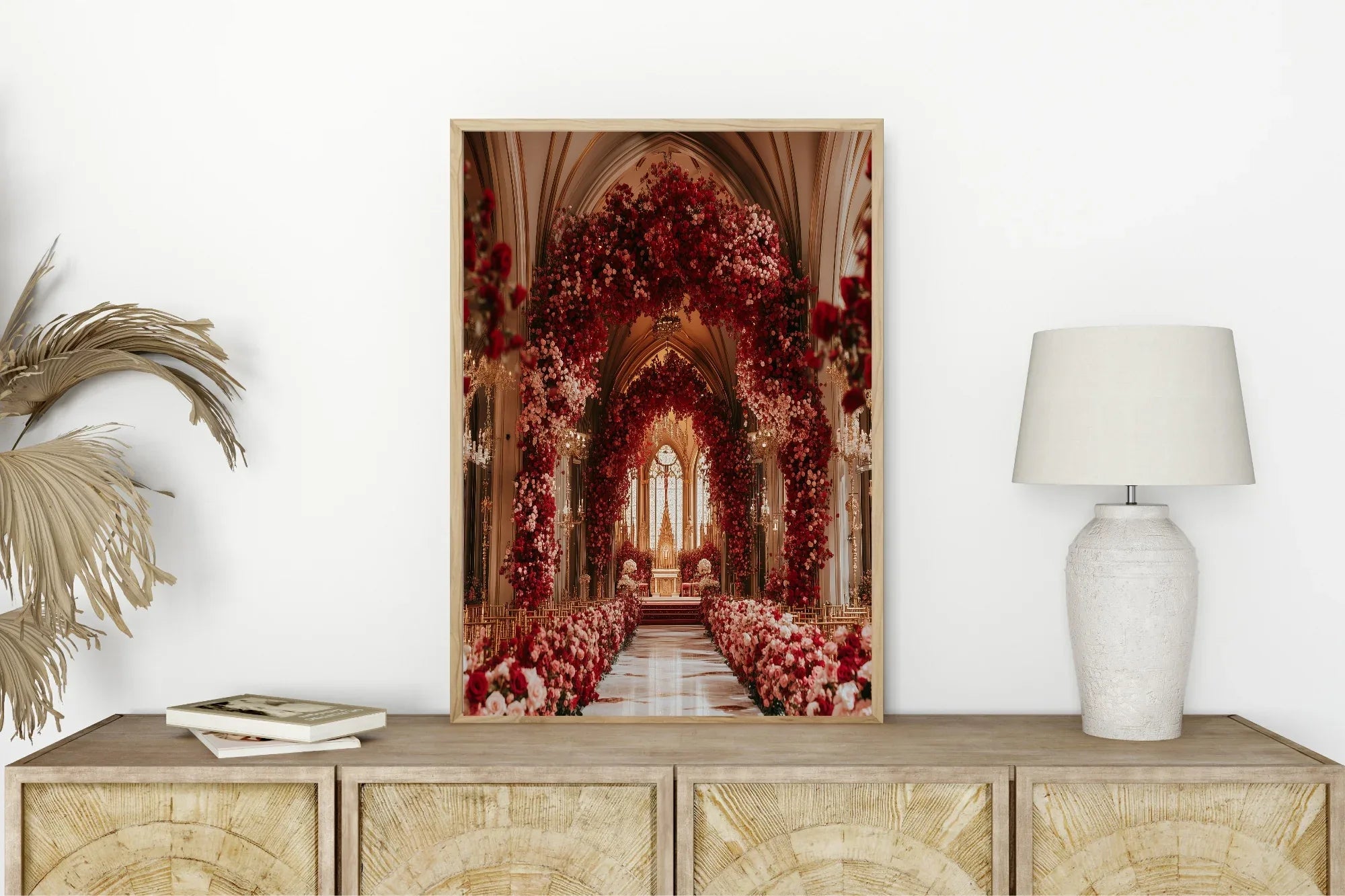 Burgundy Church Print | Cosy Modern Wall Art - Larosier Prints