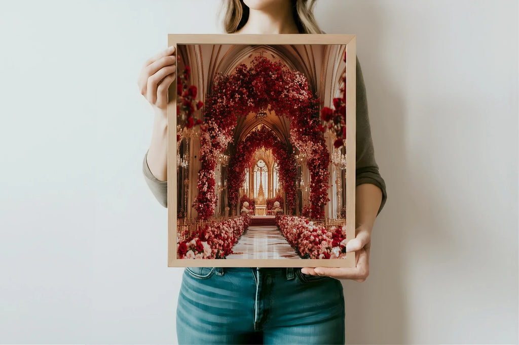 Burgundy Church Print | Cosy Modern Wall Art - Larosier Prints