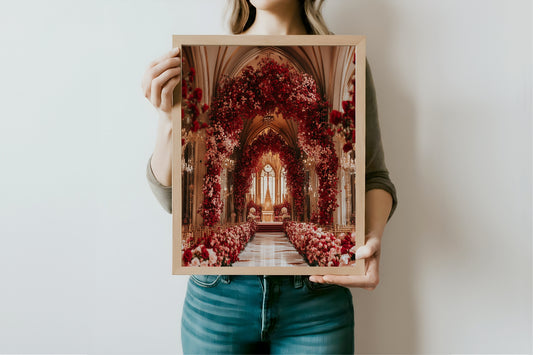Burgundy Church Print | Cosy Modern Wall Art