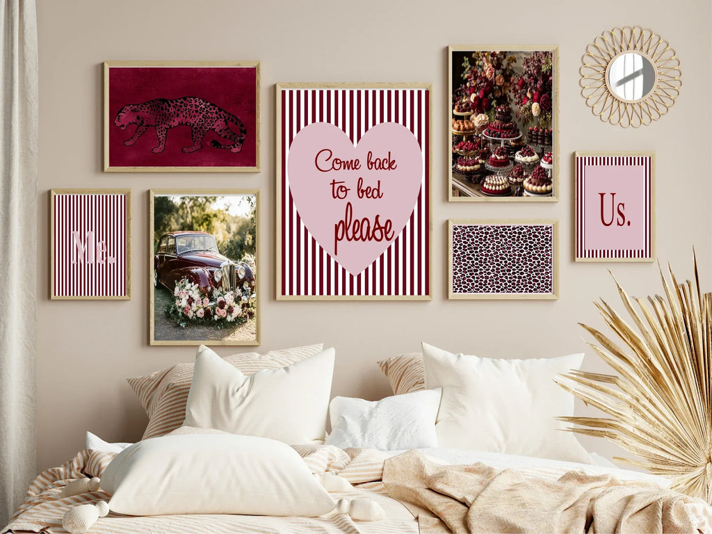 Burgundy Floral Car Print | Cosy Modern Wall Art - Larosier Prints