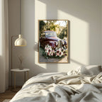 Burgundy Floral Car Print | Cosy Modern Wall Art - Larosier Prints