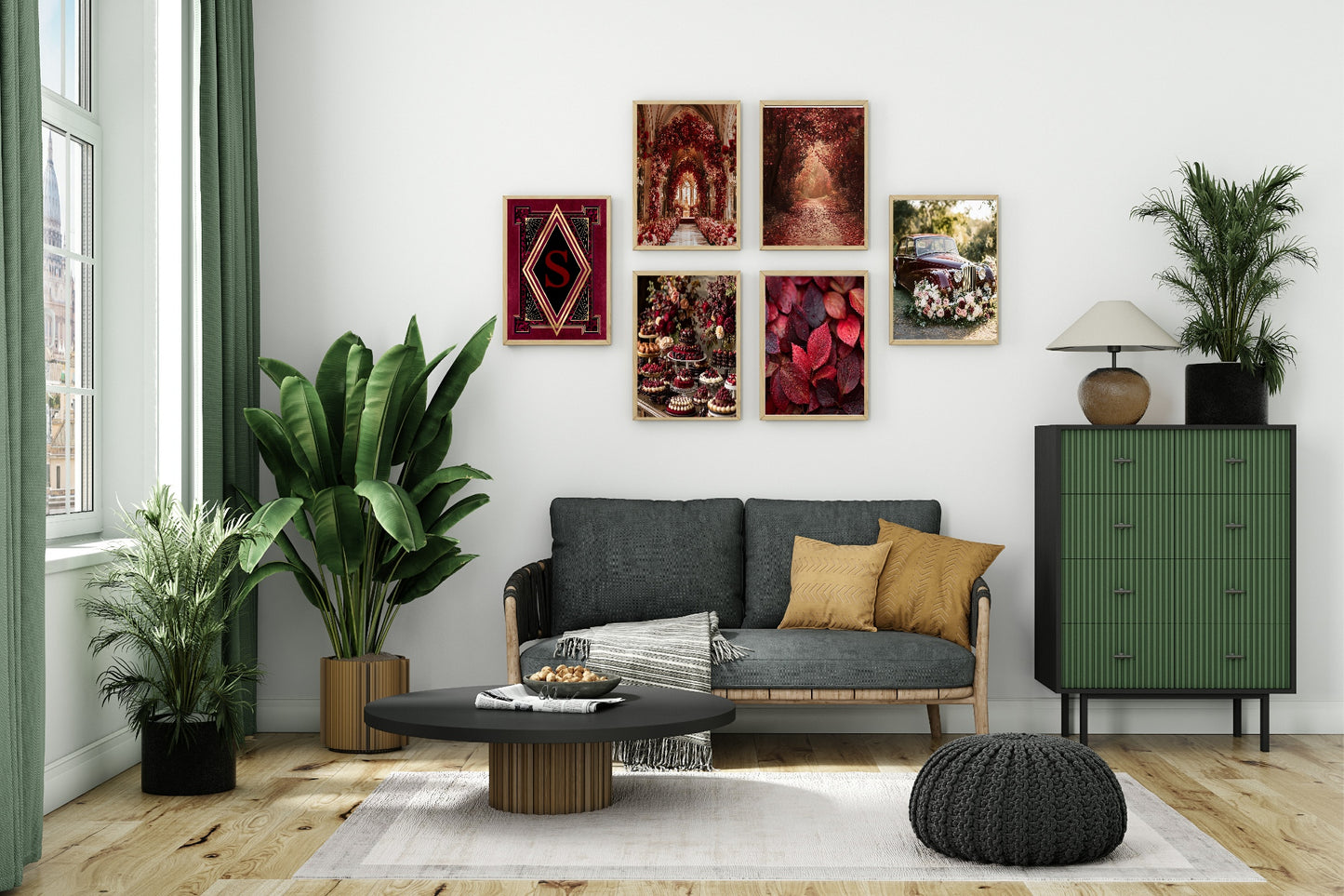 Burgundy Leaves Print | Cosy Modern Wall Art
