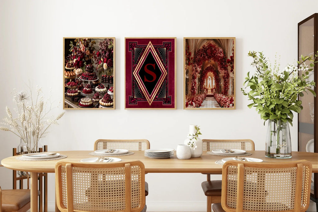 Burgundy Cake Table Print | Cosy Modern Wall Art - Larosier Prints