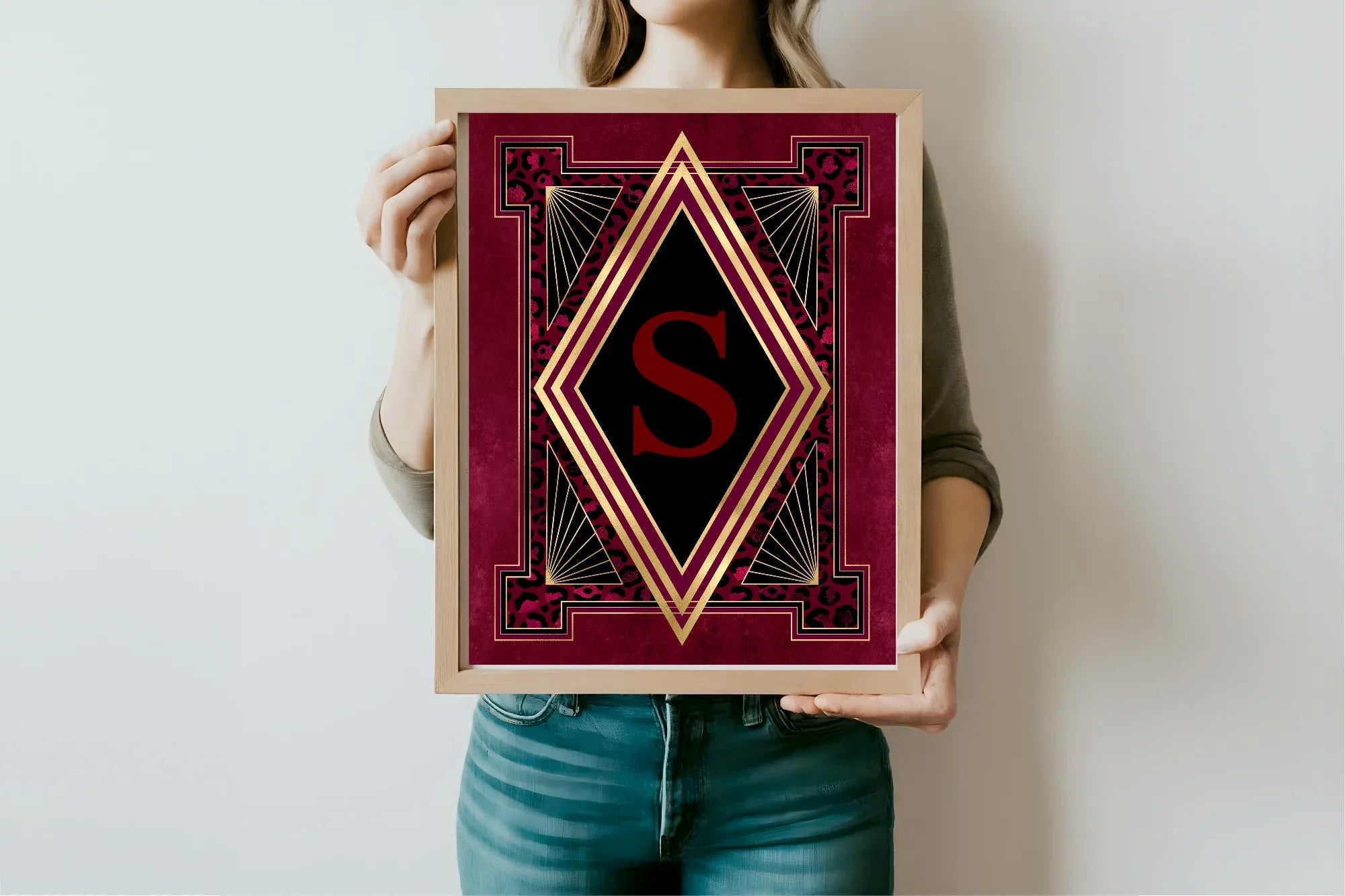 Burgundy Personalised Initial Print - Larosier Prints