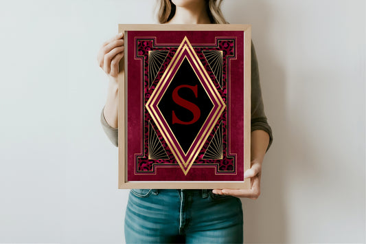Burgundy Personalised Initial Print