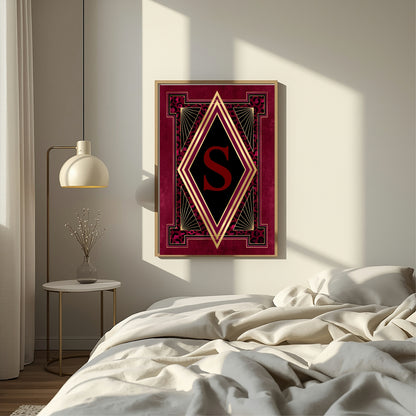 Burgundy Personalised Initial Print