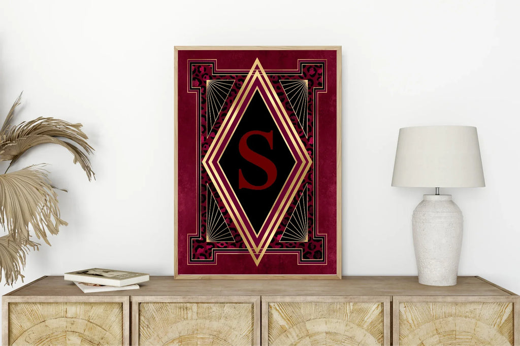 Burgundy Personalised Initial Print - Larosier Prints