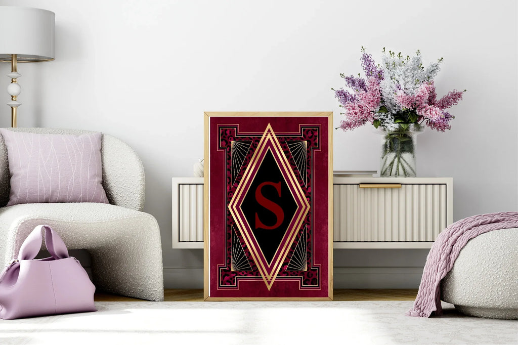 Burgundy Personalised Initial Print - Larosier Prints