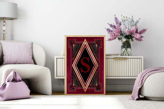 Burgundy Personalised Initial Print