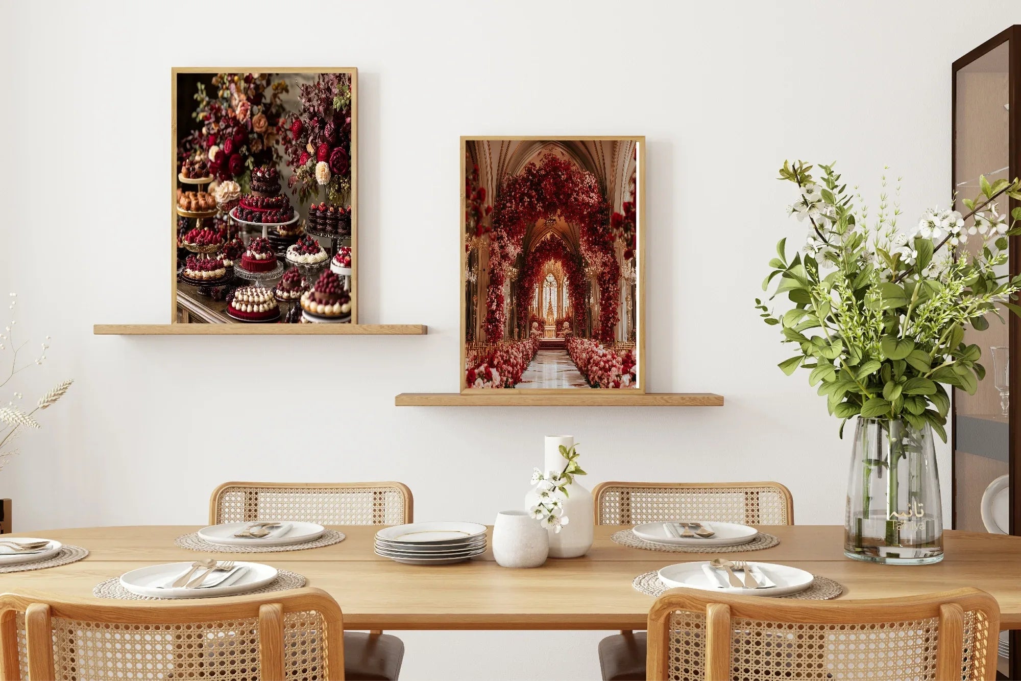 Burgundy Cake Table Print | Cosy Modern Wall Art - Larosier Prints