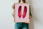 Blush Pink & Burgundy Feather Print | Cosy Modern Wall Art - Larosier Prints