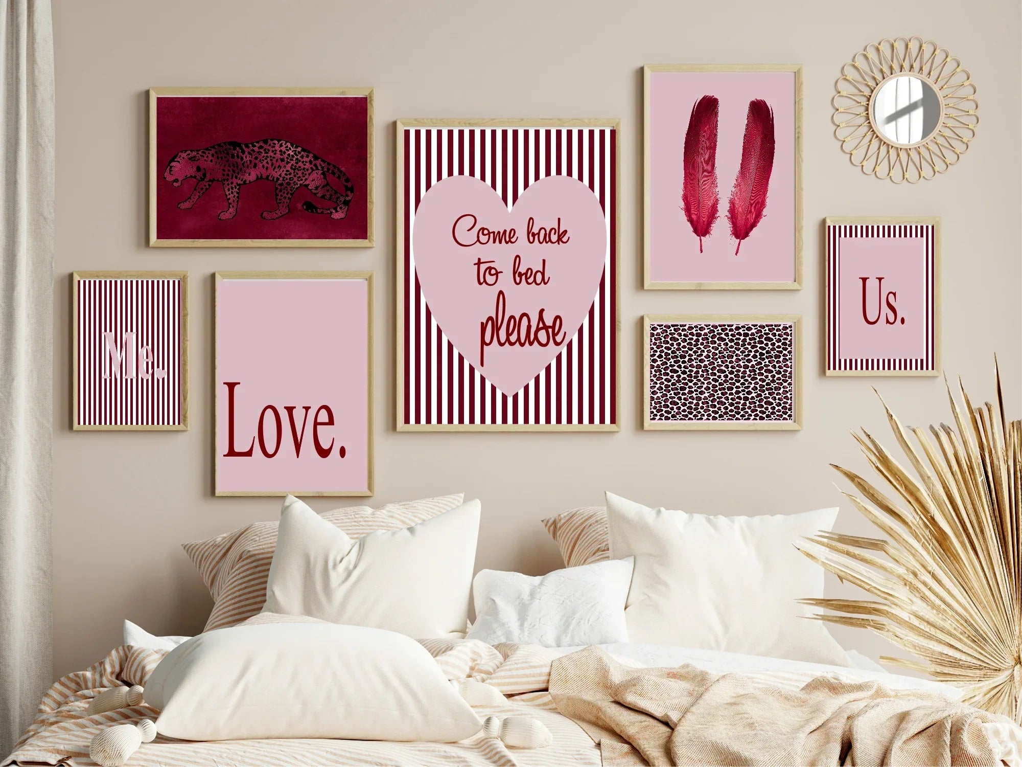 Blush Pink & Burgundy Love Print | Cosy Modern Wall Art - Larosier Prints