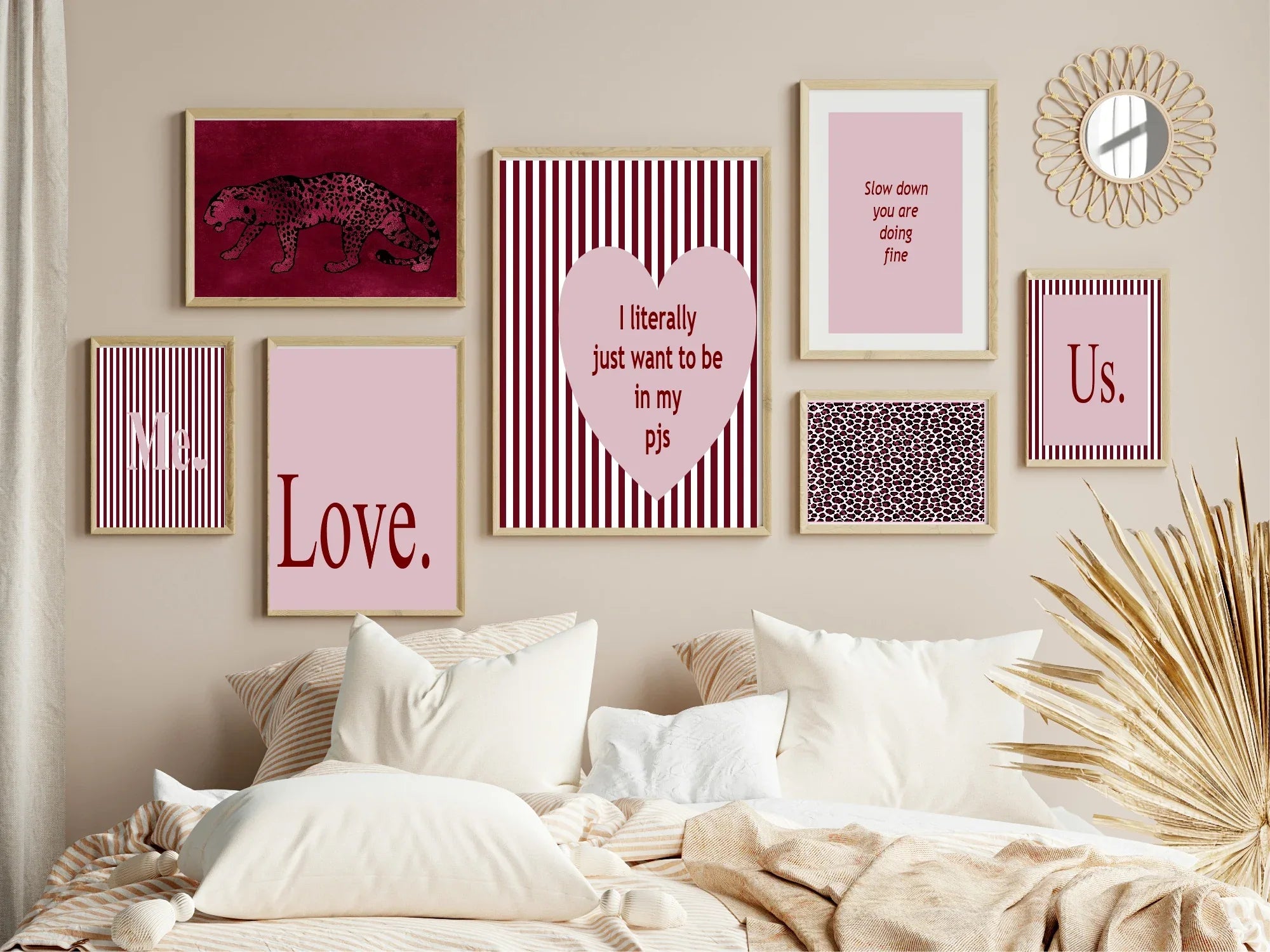 Blush Pink & Burgundy Us. Print | Cosy Modern Wall Art - Larosier Prints