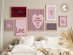Blush Pink & Burgundy Striped PJ's Print | Cosy Modern Wall Art - Larosier Prints
