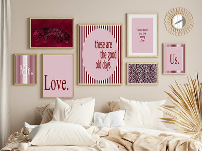 Blush Pink & Burgundy Love Print | Cosy Modern Wall Art