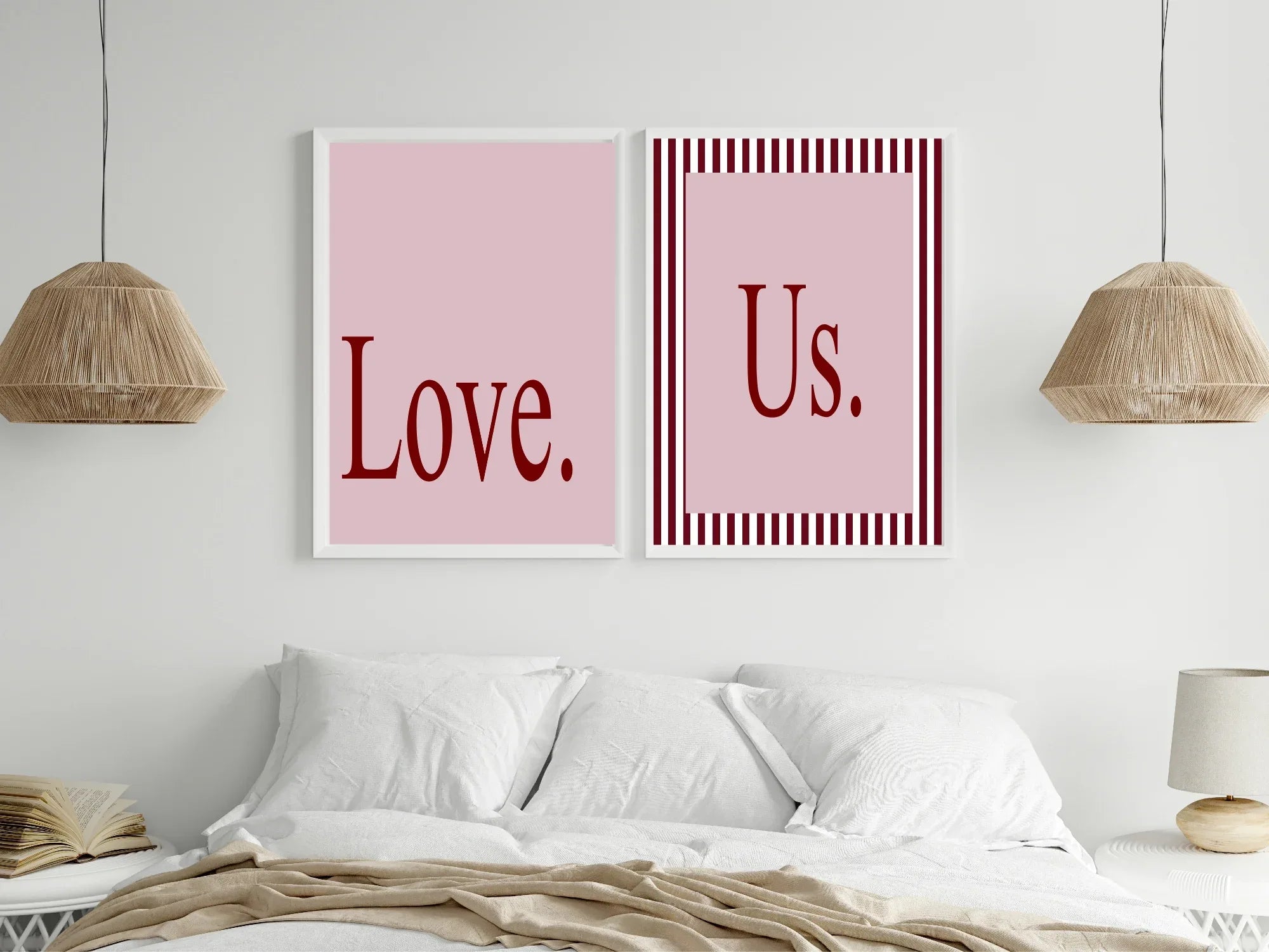 Blush Pink & Burgundy Us. Print | Cosy Modern Wall Art - Larosier Prints
