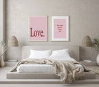 Blush Pink & Burgundy Love Print | Cosy Modern Wall Art - Larosier Prints