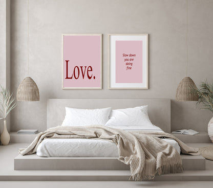 Blush Pink & Burgundy Love Print | Cosy Modern Wall Art