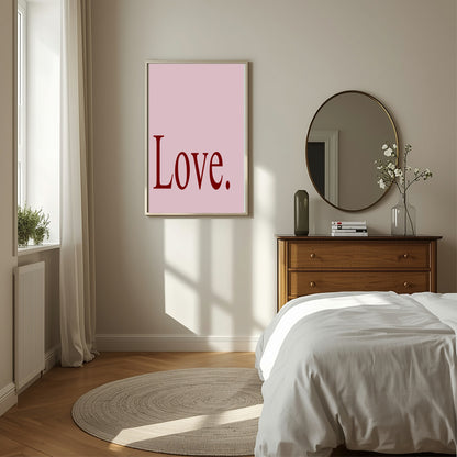Blush Pink & Burgundy Love Print | Cosy Modern Wall Art