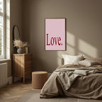 Blush Pink & Burgundy Love Print | Cosy Modern Wall Art - Larosier Prints