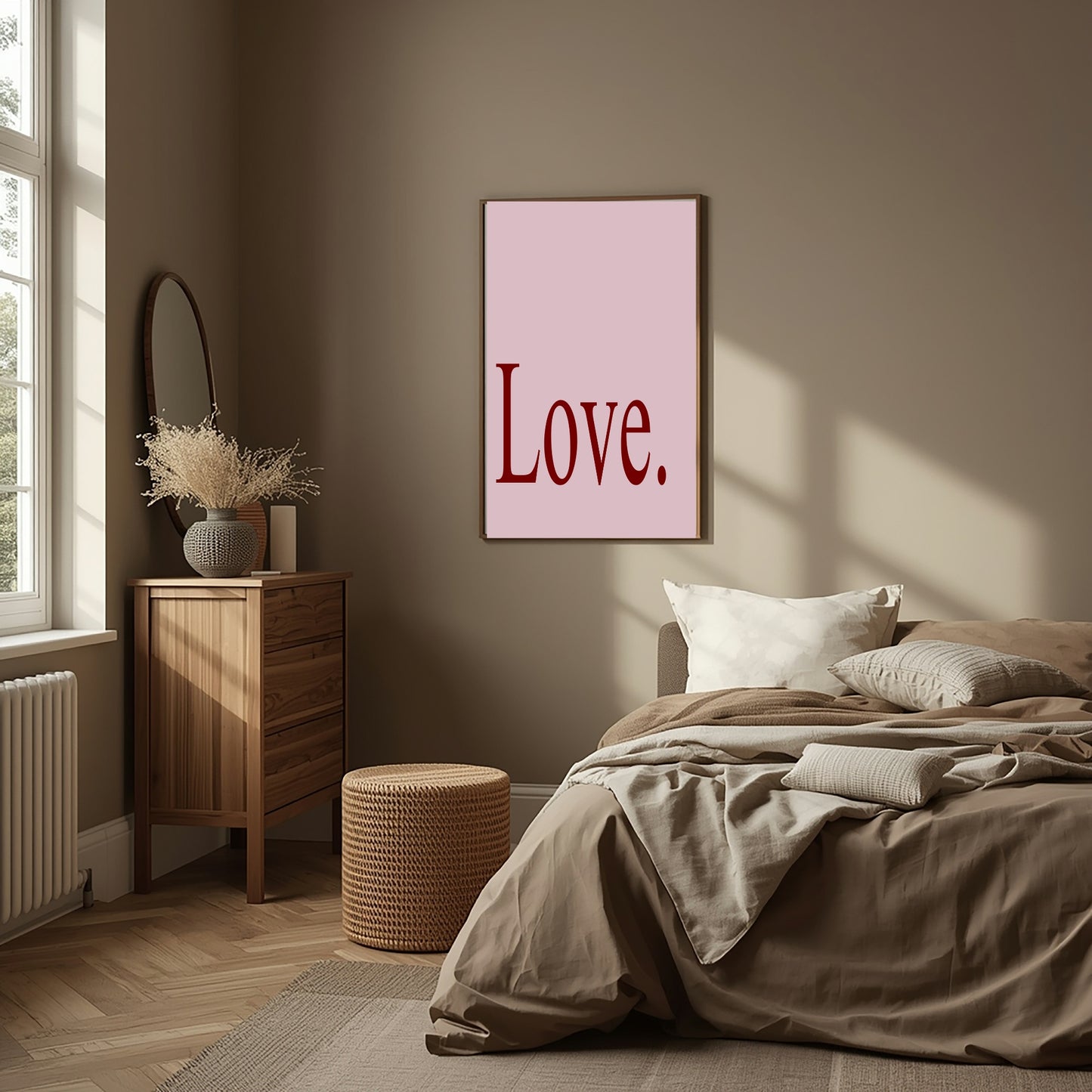 Blush Pink & Burgundy Love Print | Cosy Modern Wall Art