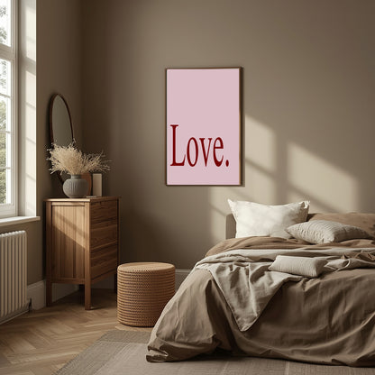 Blush Pink & Burgundy Love Print | Cosy Modern Wall Art