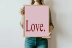 Blush Pink & Burgundy Love Print | Cosy Modern Wall Art - Larosier Prints