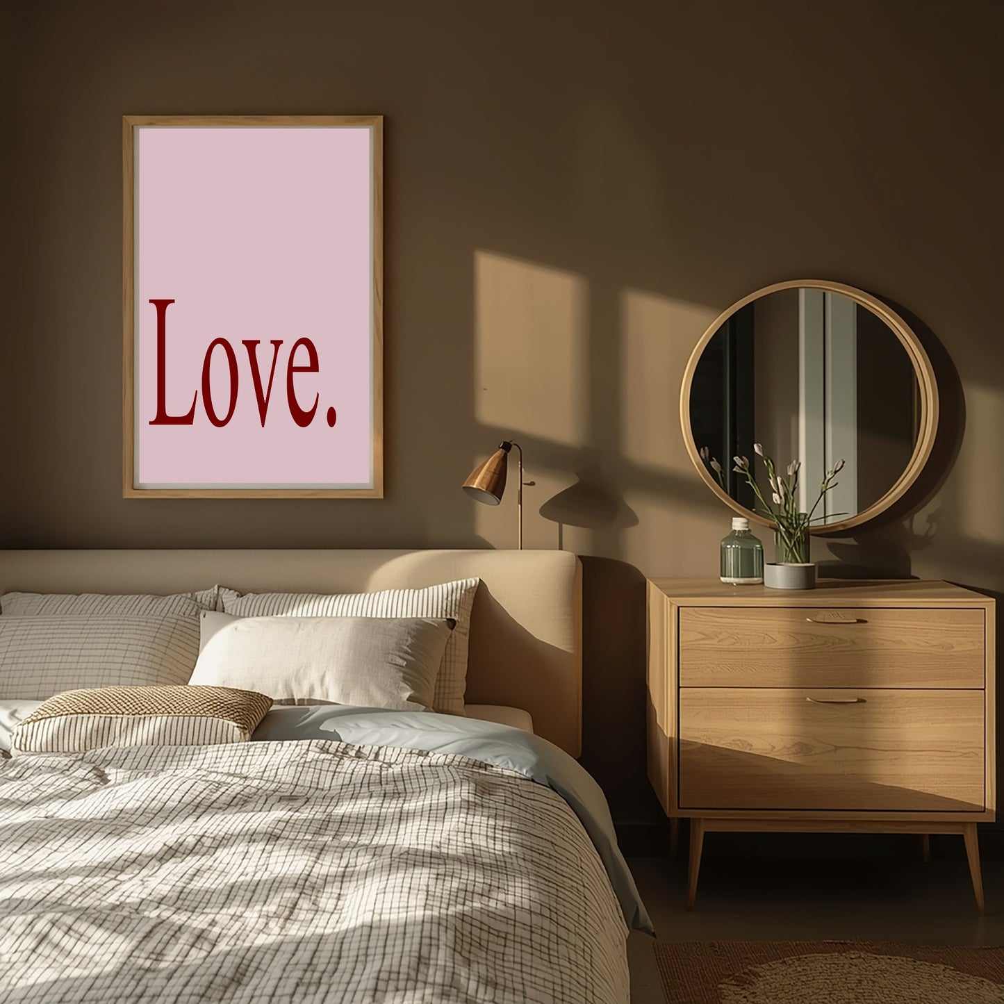 Blush Pink & Burgundy Love Print | Cosy Modern Wall Art