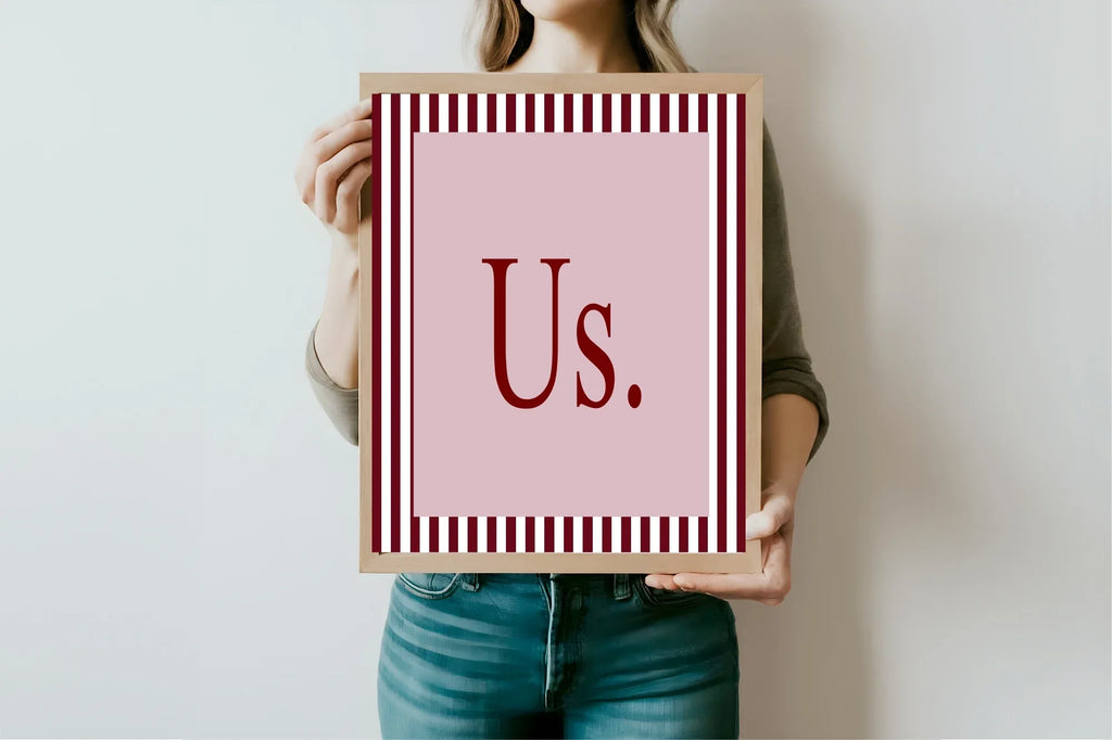 Blush Pink & Burgundy Us. Print | Cosy Modern Wall Art - Larosier Prints
