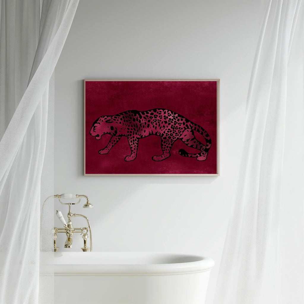 Burgundy Leopard Print | Cosy Modern Wall Art - Larosier Prints
