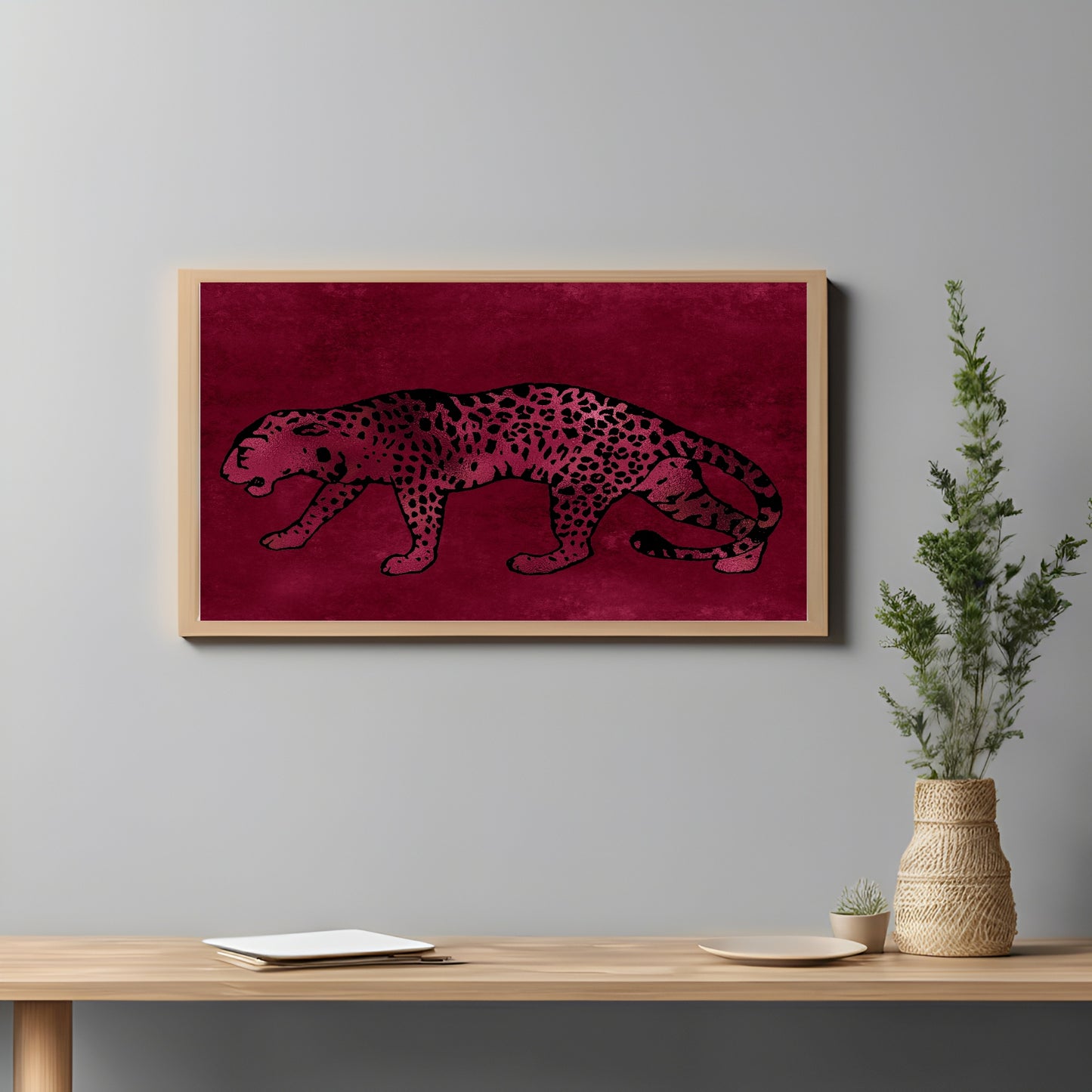 Burgundy Leopard Print | Cosy Modern Wall Art