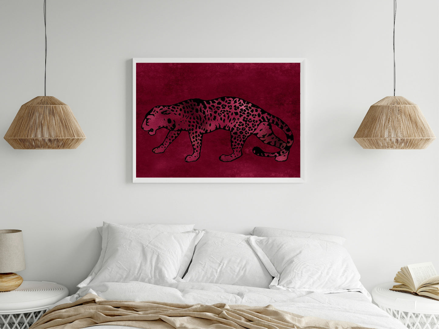 Burgundy Leopard Print | Cosy Modern Wall Art