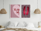 Blush Pink & Burgundy Leopard Print Feather Print | Cosy Modern Wall Art - Larosier Prints