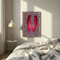 Blush Pink & Burgundy Leopard Print Feather Print | Cosy Modern Wall Art - Larosier Prints