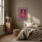 Blush Pink & Burgundy Leopard Print Feather Print | Cosy Modern Wall Art - Larosier Prints