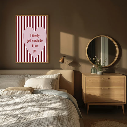 Blush Pink & Burgundy Striped PJ's Print | Cosy Modern Wall Art