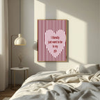 Blush Pink & Burgundy Striped PJ's Print | Cosy Modern Wall Art - Larosier Prints
