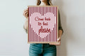 Blush Pink & Burgundy Striped Come Back To Bed Print | Cosy Modern Wall Art - Larosier Prints