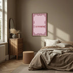Blush Pink & Burgundy Striped Simple Joy Print | Cosy Modern Wall Art - Larosier Prints