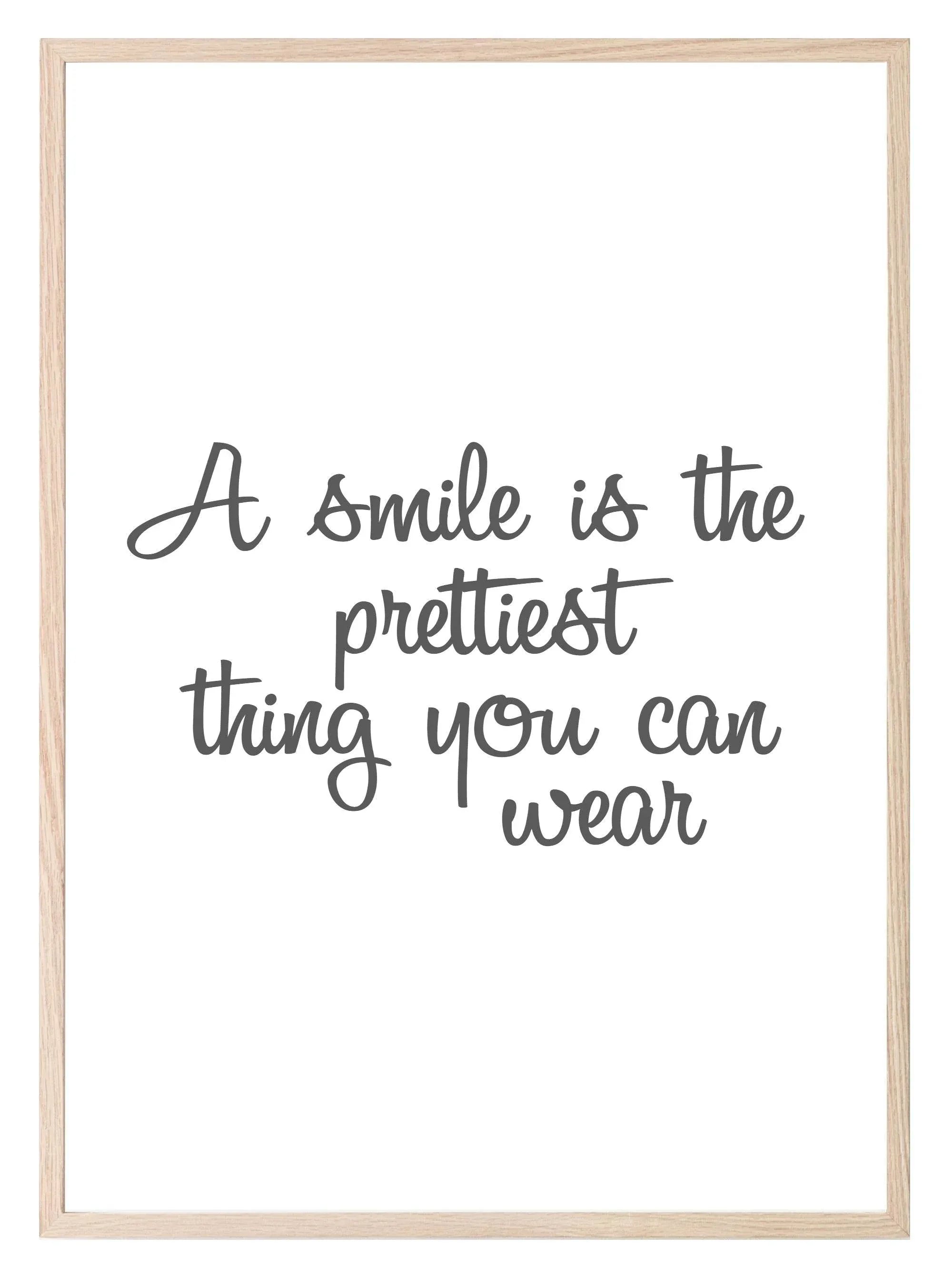 A Smile Is The Prettiest Thing You Can Wear Print | Inspirational Fashion Wall Art | Customisable - Larosier Prints