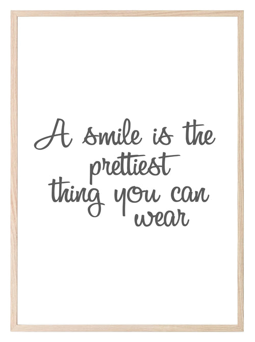 A Smile Is The Prettiest Thing You Can Wear Print | Inspirational Fashion Wall Art | Customisable - Larosier Prints