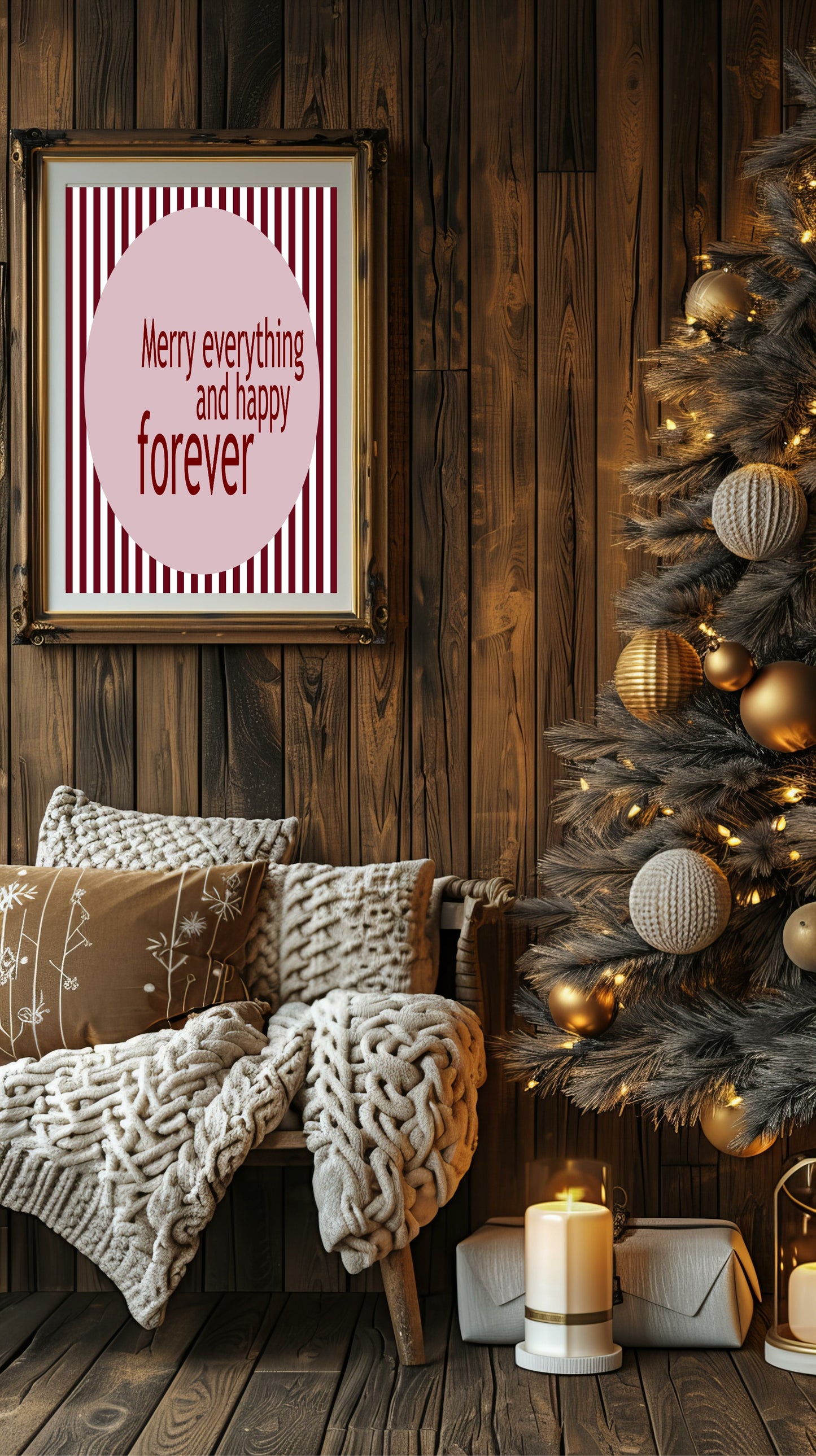 Merry Everything & Happy Forever Print |  Seasonal Christmas Wall Art