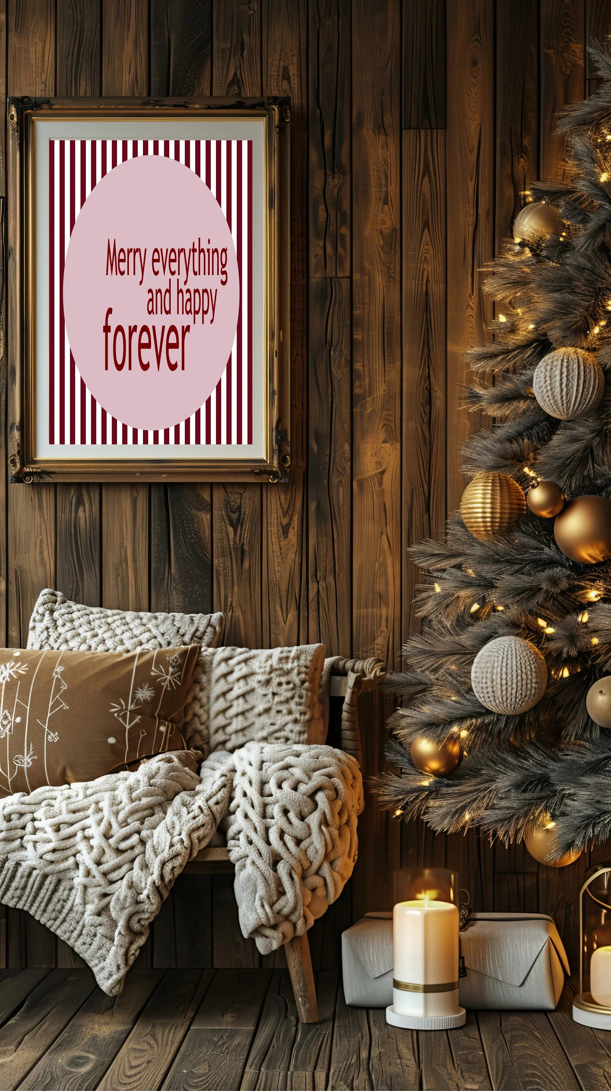 Merry Everything & Happy Forever Print | Seasonal Christmas Wall Art - Larosier Prints