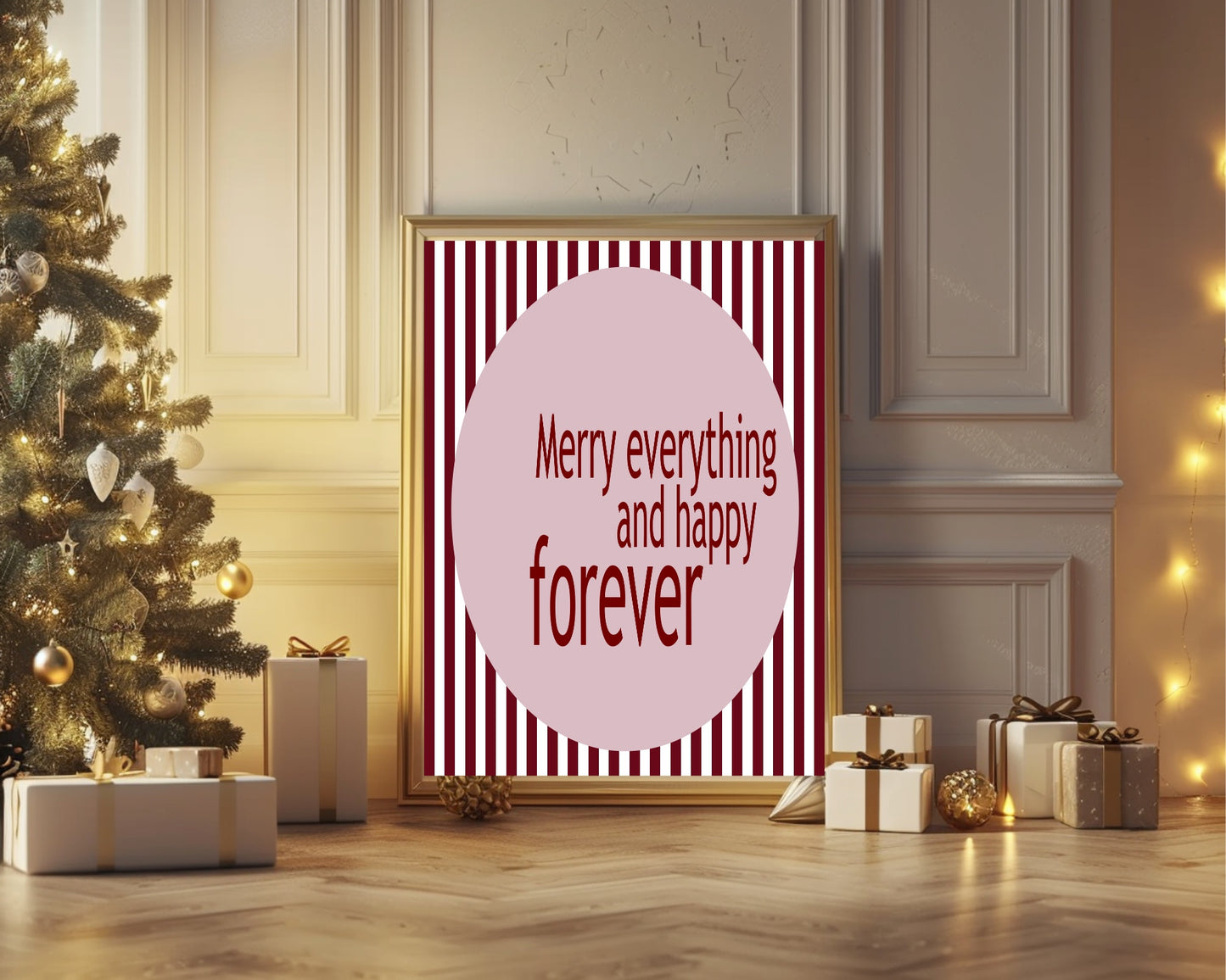 Merry Everything & Happy Forever Print |  Seasonal Christmas Wall Art