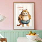 Love Bread Me, Fat Cat Print | Funny Kitchen Wall Art