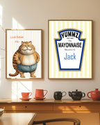 Love Bread Me, Fat Cat Print | Funny Kitchen Wall Art