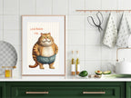 Love Bread Me, Fat Cat Print | Funny Kitchen Wall Art