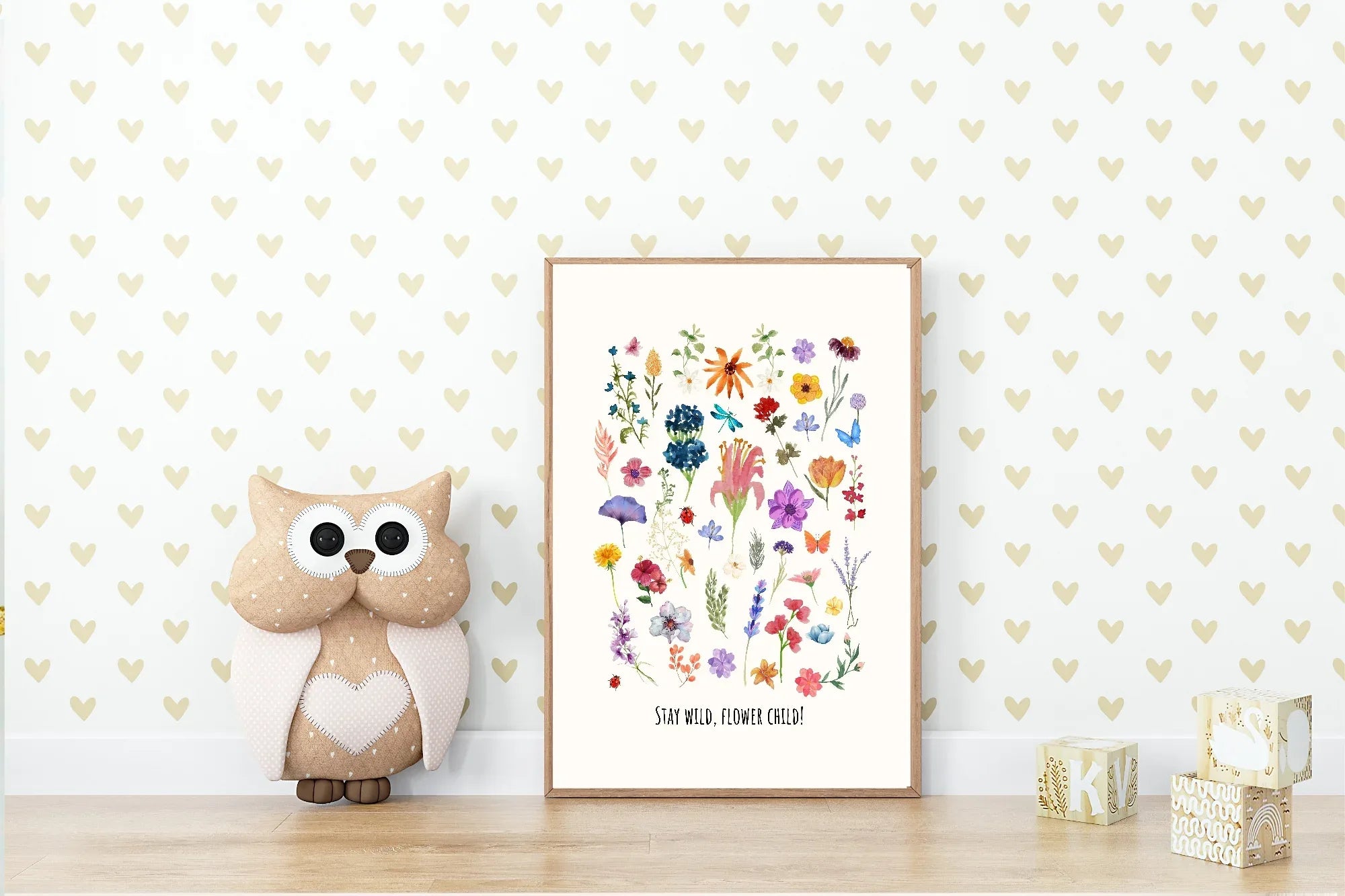 Stay Wild Flower Child Print | Floral Kids Wall Art - Larosier Prints