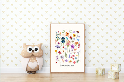 Stay Wild Flower Child Print | Floral Kids Wall Art