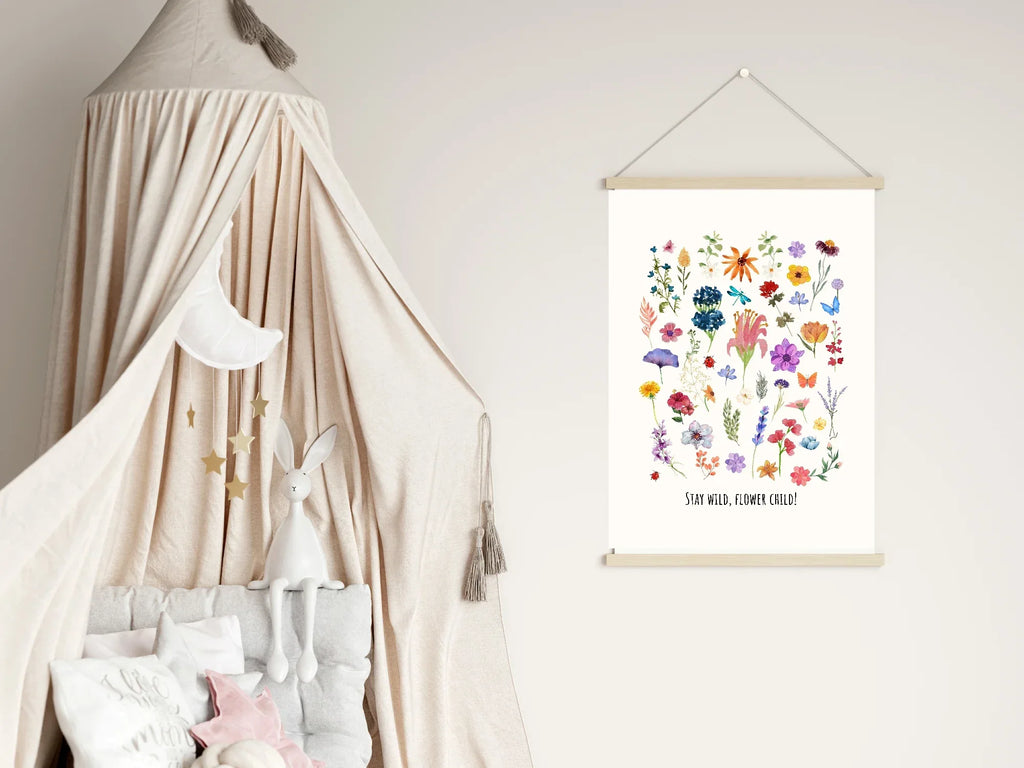 Stay Wild Flower Child Print | Floral Kids Wall Art - Larosier Prints
